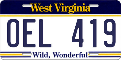 WV license plate OEL419