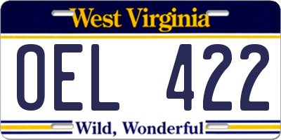WV license plate OEL422