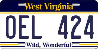 WV license plate OEL424