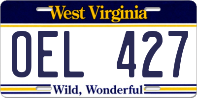 WV license plate OEL427