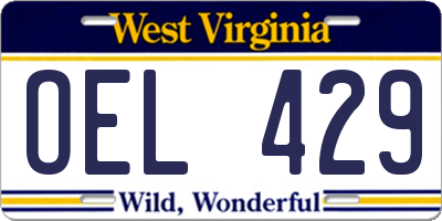 WV license plate OEL429