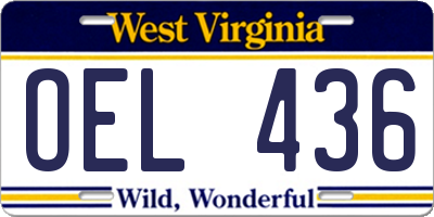 WV license plate OEL436