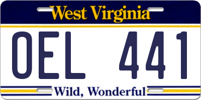 WV license plate OEL441