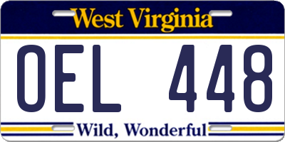 WV license plate OEL448