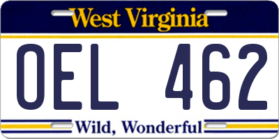 WV license plate OEL462