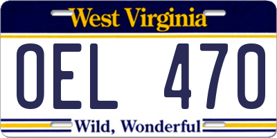 WV license plate OEL470