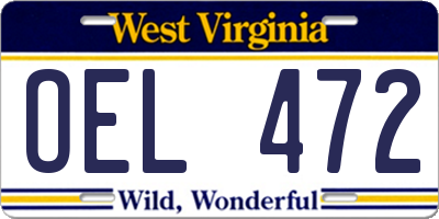 WV license plate OEL472