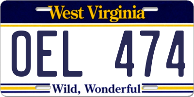 WV license plate OEL474