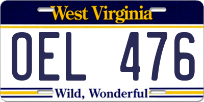 WV license plate OEL476