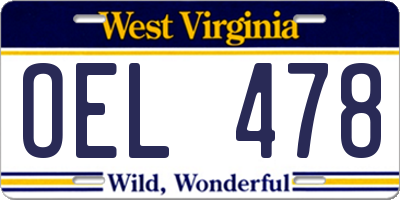 WV license plate OEL478