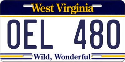 WV license plate OEL480