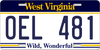 WV license plate OEL481