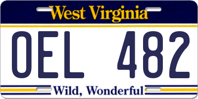 WV license plate OEL482
