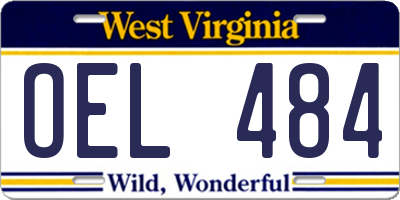 WV license plate OEL484