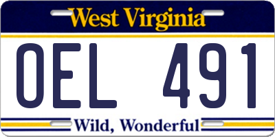 WV license plate OEL491