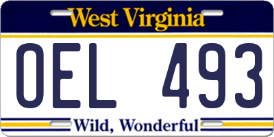 WV license plate OEL493