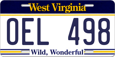 WV license plate OEL498