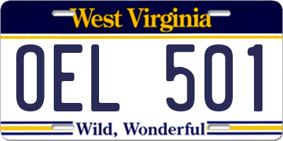 WV license plate OEL501