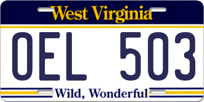 WV license plate OEL503