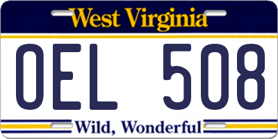 WV license plate OEL508