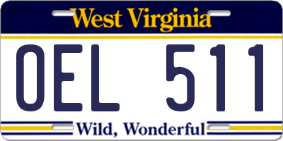 WV license plate OEL511