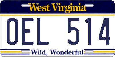 WV license plate OEL514