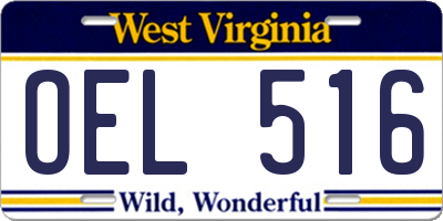 WV license plate OEL516