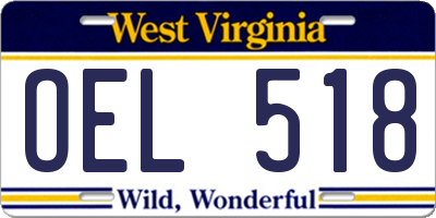 WV license plate OEL518