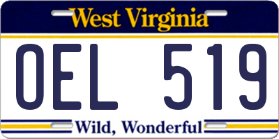 WV license plate OEL519