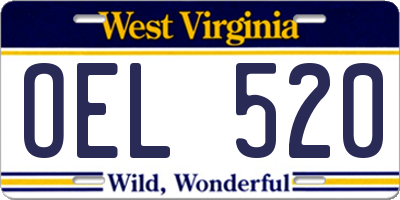WV license plate OEL520