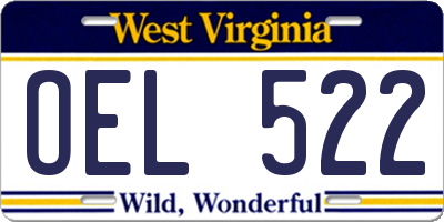 WV license plate OEL522