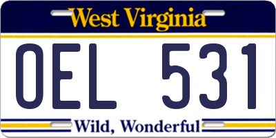 WV license plate OEL531