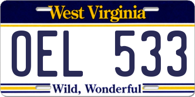 WV license plate OEL533