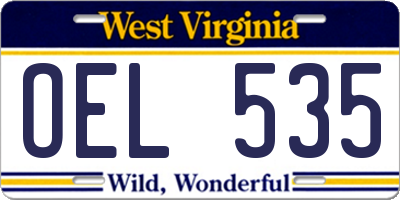 WV license plate OEL535