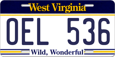 WV license plate OEL536