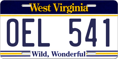 WV license plate OEL541