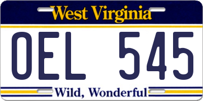 WV license plate OEL545