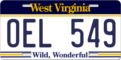 WV license plate OEL549