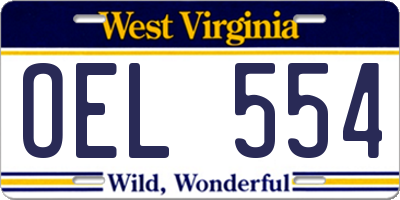 WV license plate OEL554