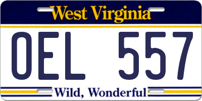 WV license plate OEL557