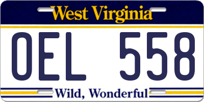 WV license plate OEL558