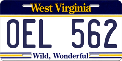 WV license plate OEL562