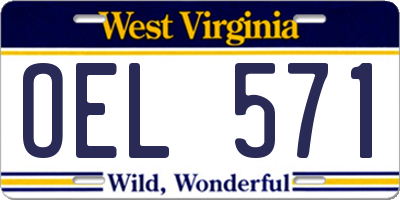 WV license plate OEL571