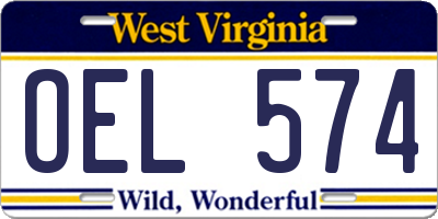 WV license plate OEL574
