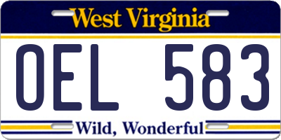 WV license plate OEL583