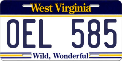 WV license plate OEL585