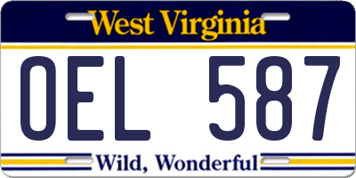 WV license plate OEL587