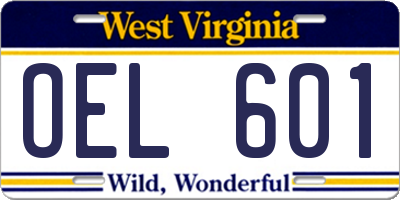 WV license plate OEL601