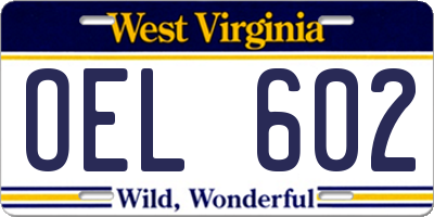 WV license plate OEL602