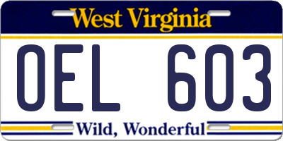 WV license plate OEL603